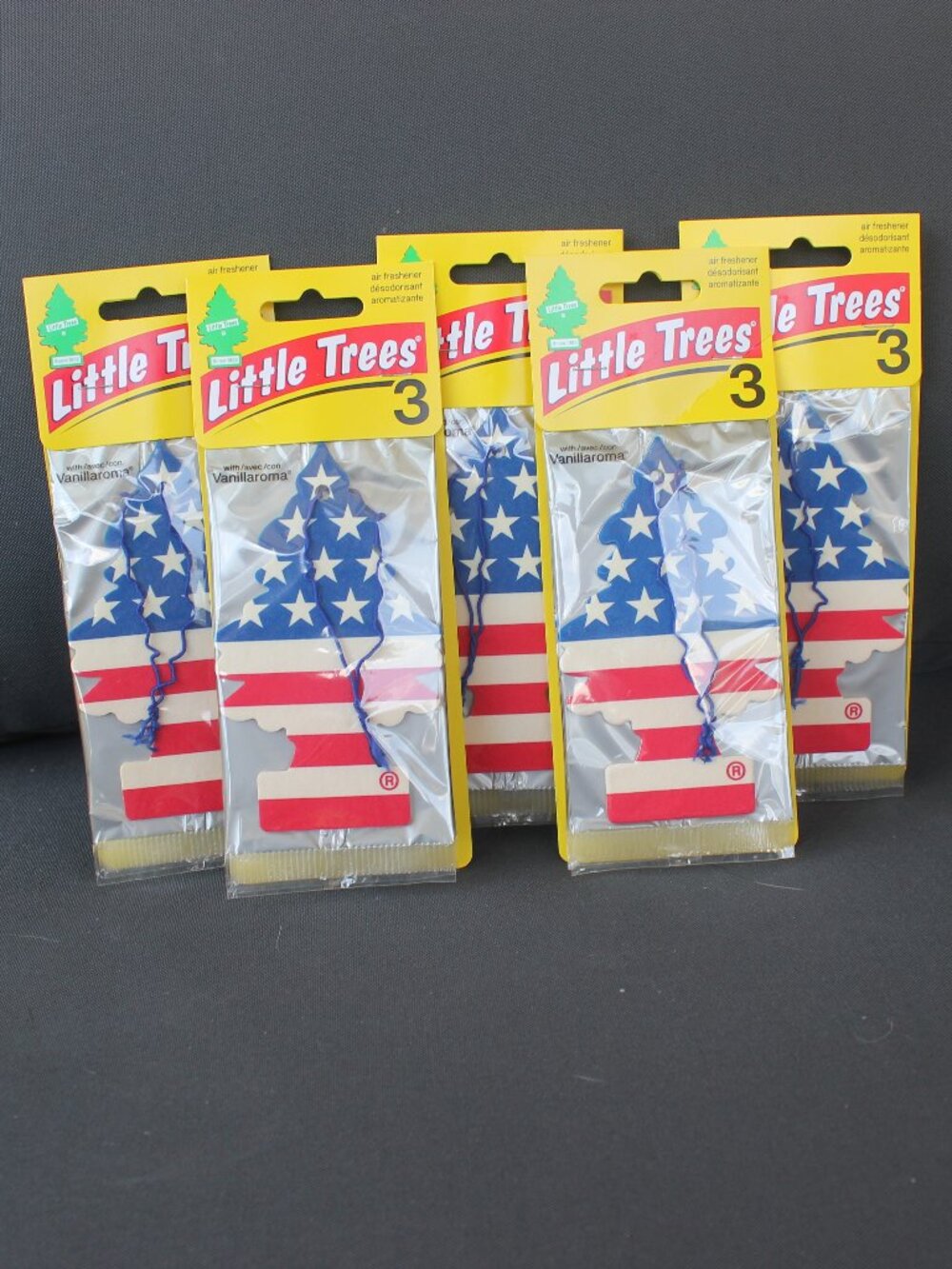 Little Trees Air Freshener Vanillaroma Scent American Flag Lot of 5
